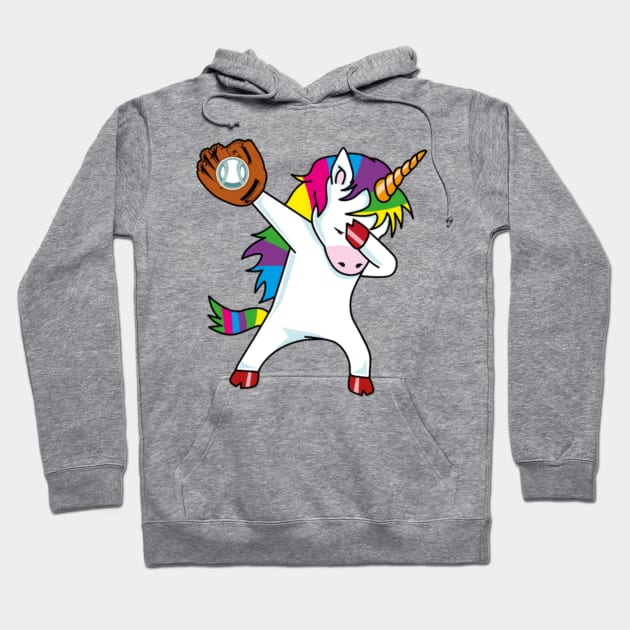 Dabbing Unicorn - Funny Softball Baseball Design Hoodie by Kink4on